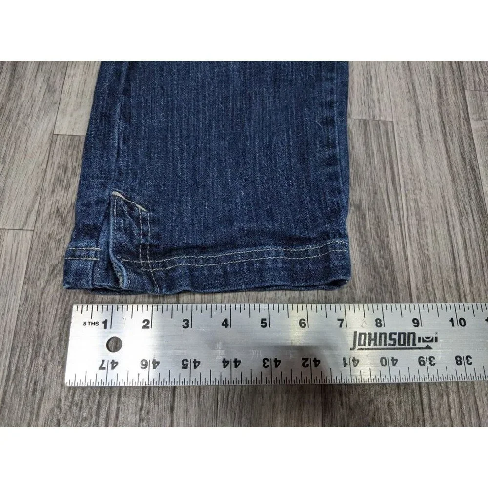 Lee Size 6 Medium Just Below Waist Embroidered Denim‎ Blue Jeans Capris